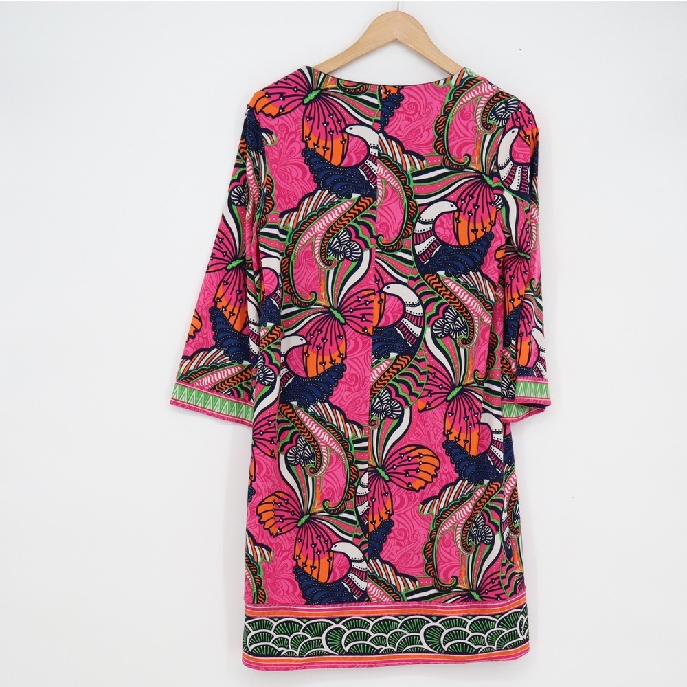 Laundry by Shelli Segal Pink Butterfly Print Square Neck Shift Dress Size 6 - Picture 5 of 6